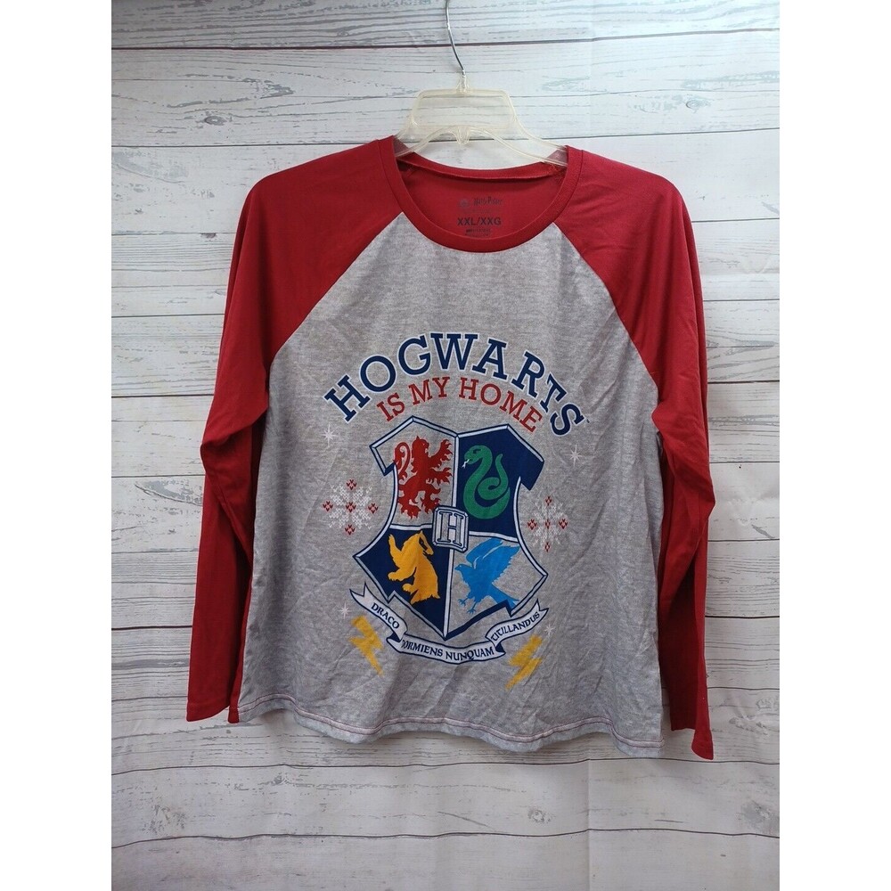Harry Potter Raglan Shirt Multicolor XXL Hogwarts Is My Home Long Sleeve